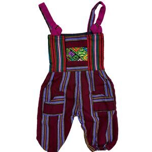 NWOT Guatemalan Embroidered Baby Romper Jumper Overalls Sz 6-9 Months (21" Long)